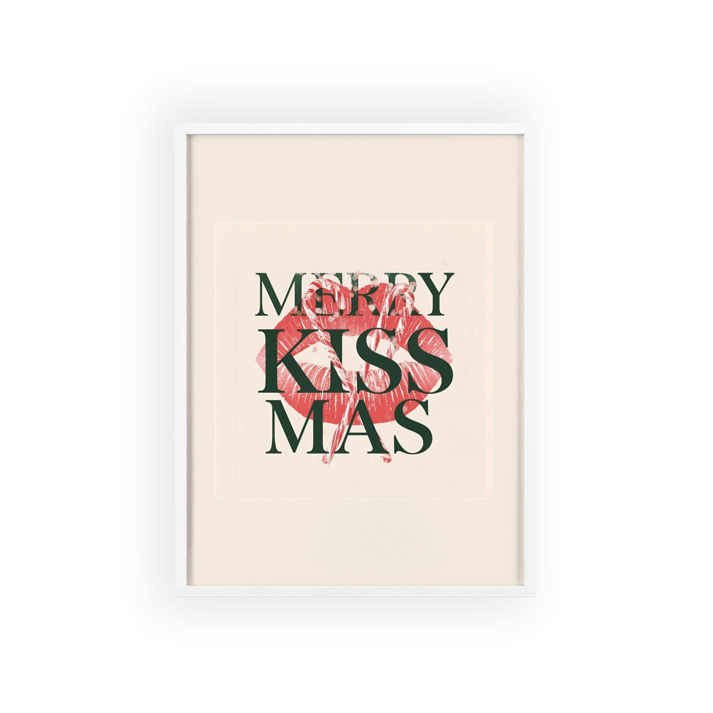Wandposter mit Holzrahmen - Merry Kiss-Mas