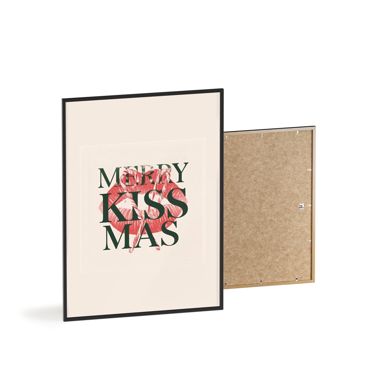 Wandposter mit Holzrahmen - Merry Kiss-Mas