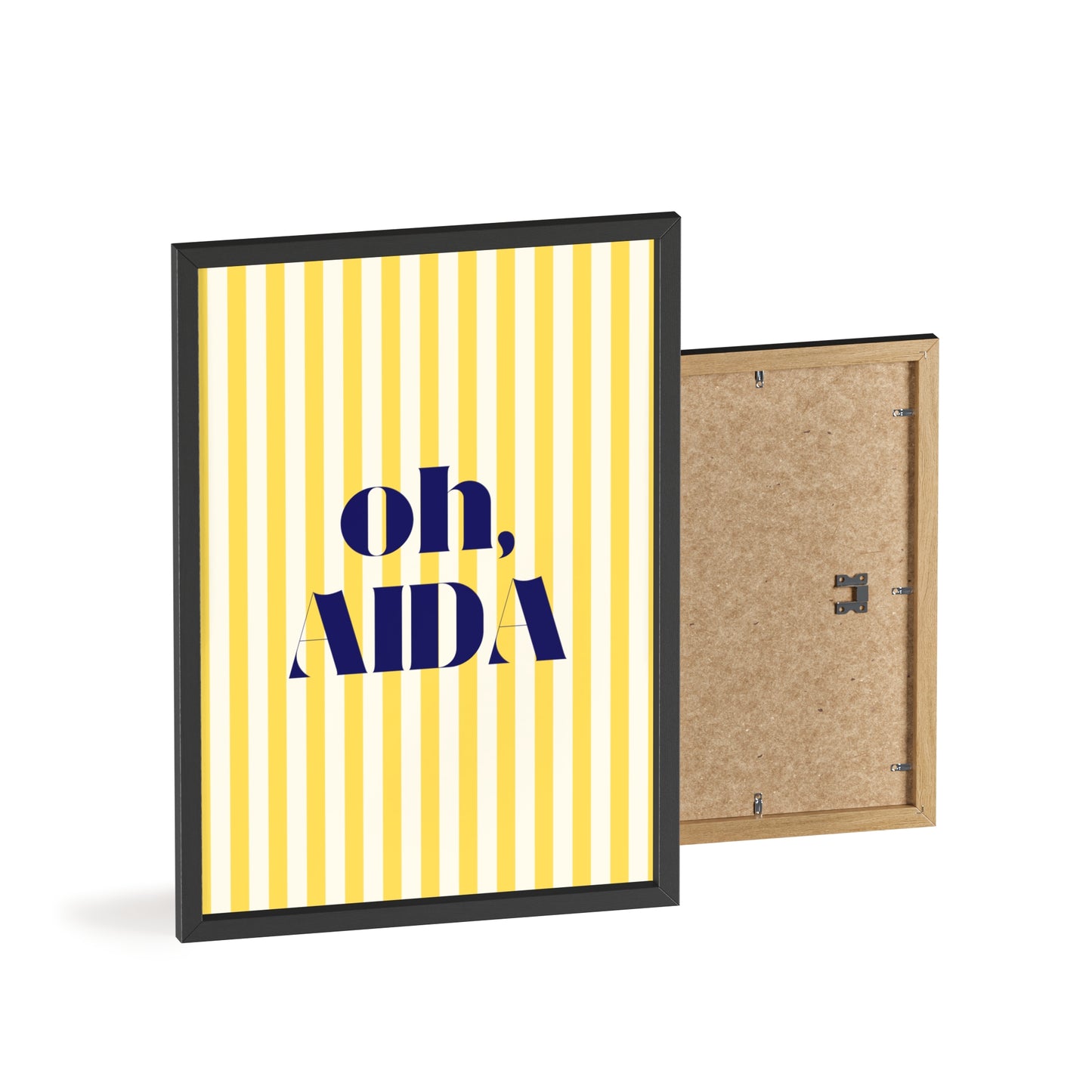 Poster with Wooden Frame - OH AIDA Yellow White Stripes