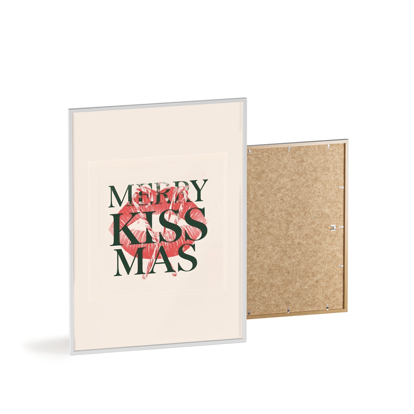 Wandposter mit Holzrahmen - Merry Kiss-Mas