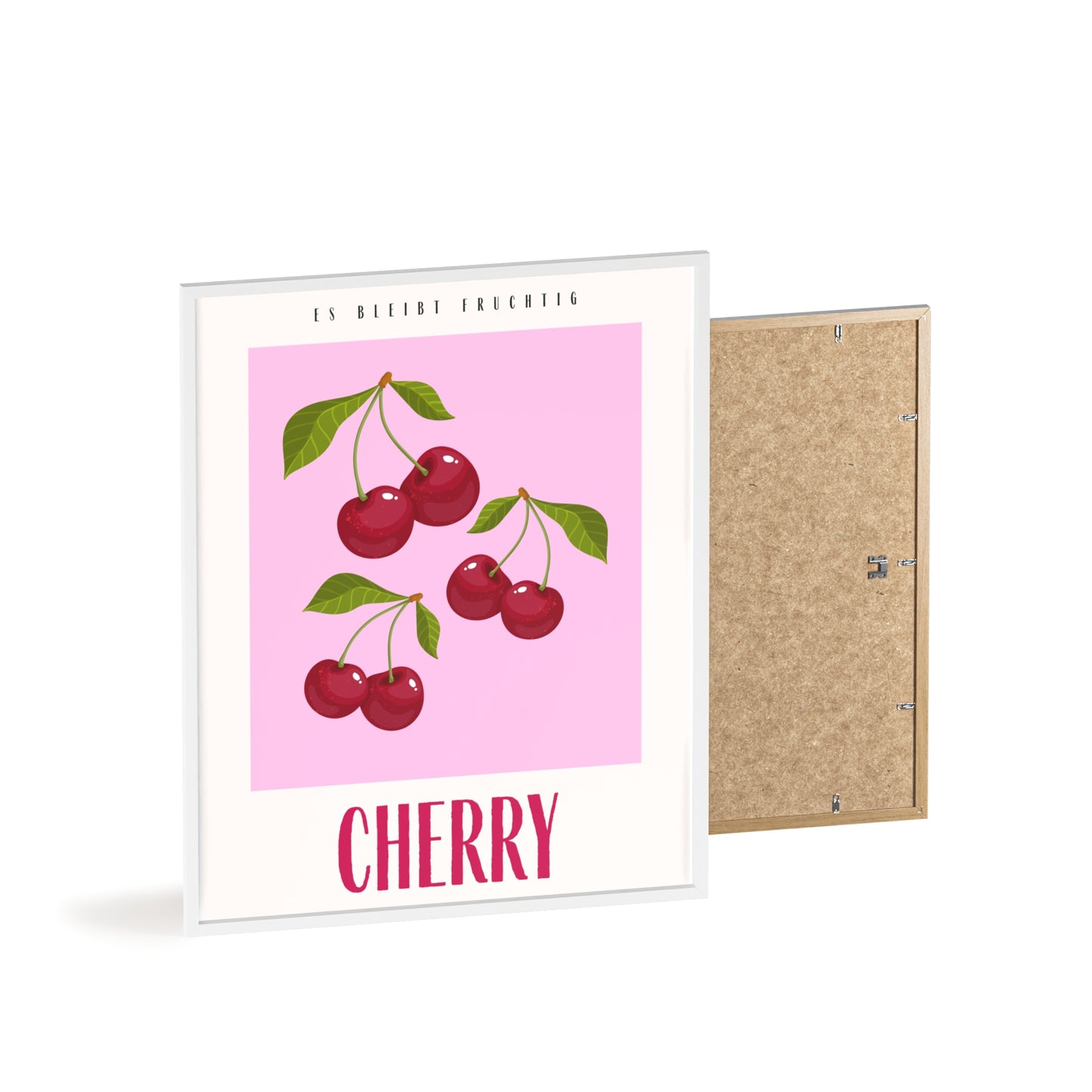 Wandposter mit Holzrahmen - Cherry Pink