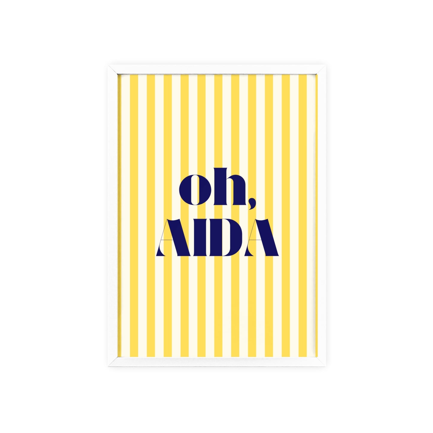 Poster with Wooden Frame - OH AIDA Yellow White Stripes
