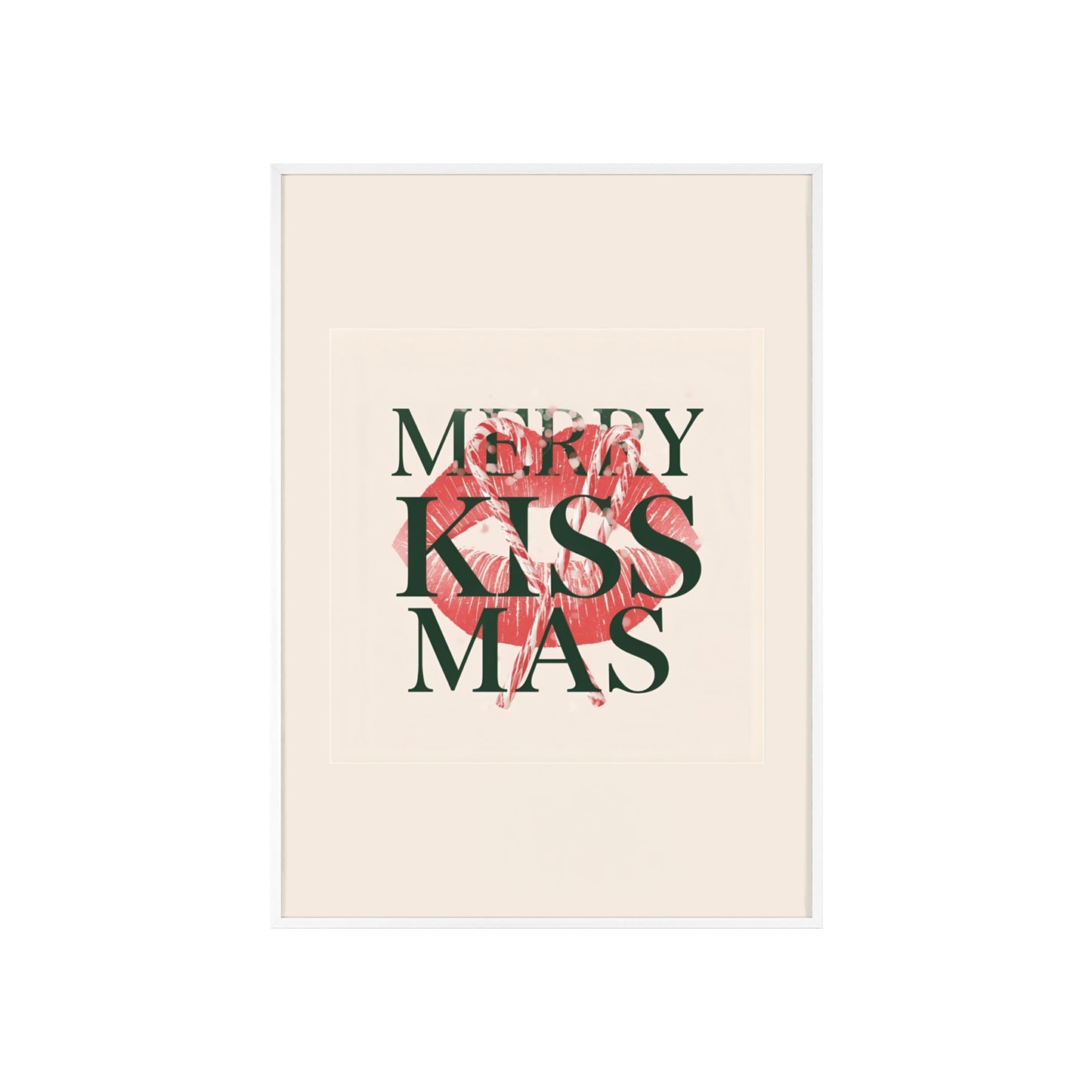 Wandposter mit Holzrahmen - Merry Kiss-Mas