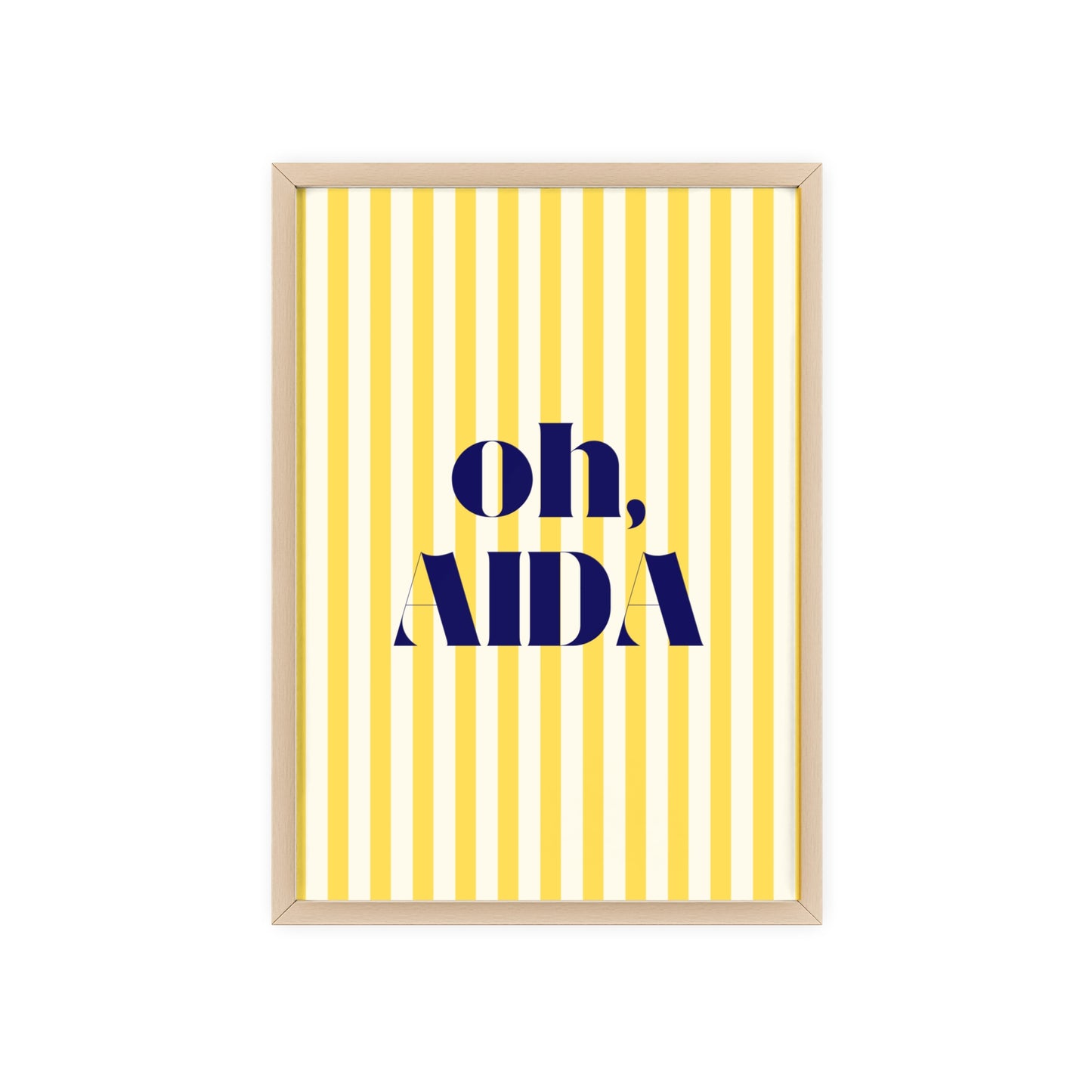 Poster with Wooden Frame - OH AIDA Yellow White Stripes