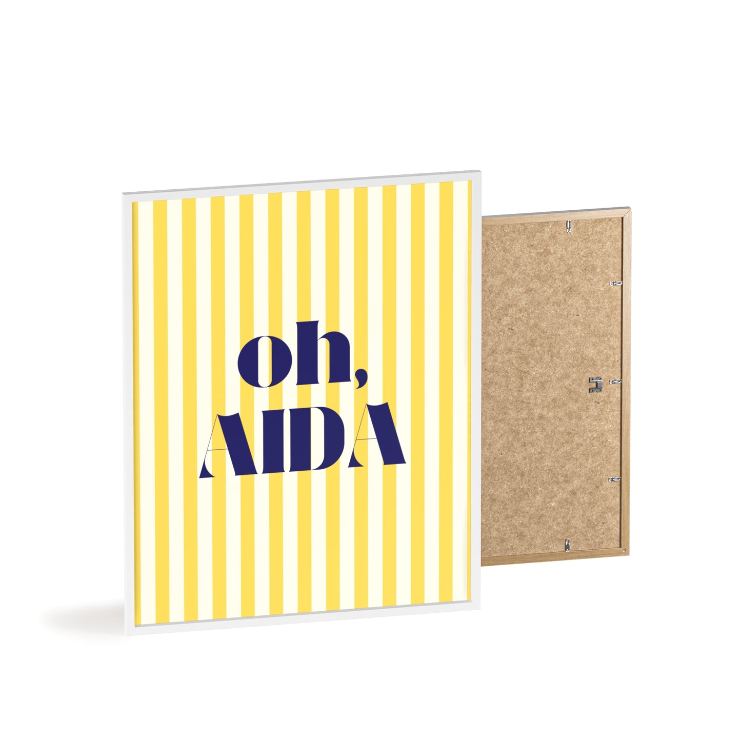 Poster with Wooden Frame - OH AIDA Yellow White Stripes