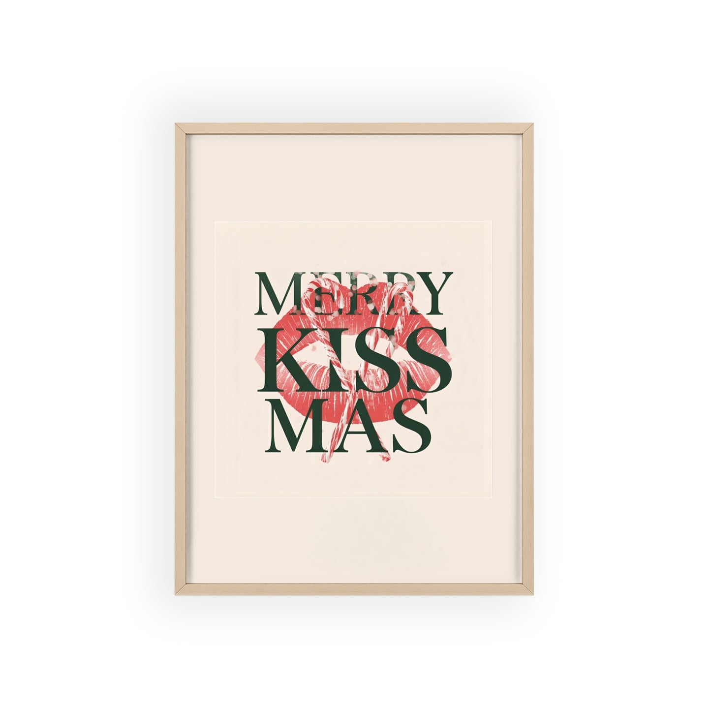 Wandposter mit Holzrahmen - Merry Kiss-Mas