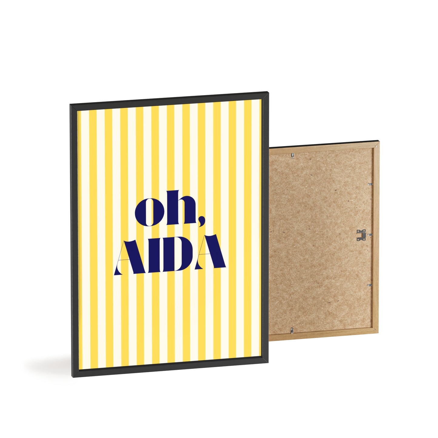 Poster with Wooden Frame - OH AIDA Yellow White Stripes