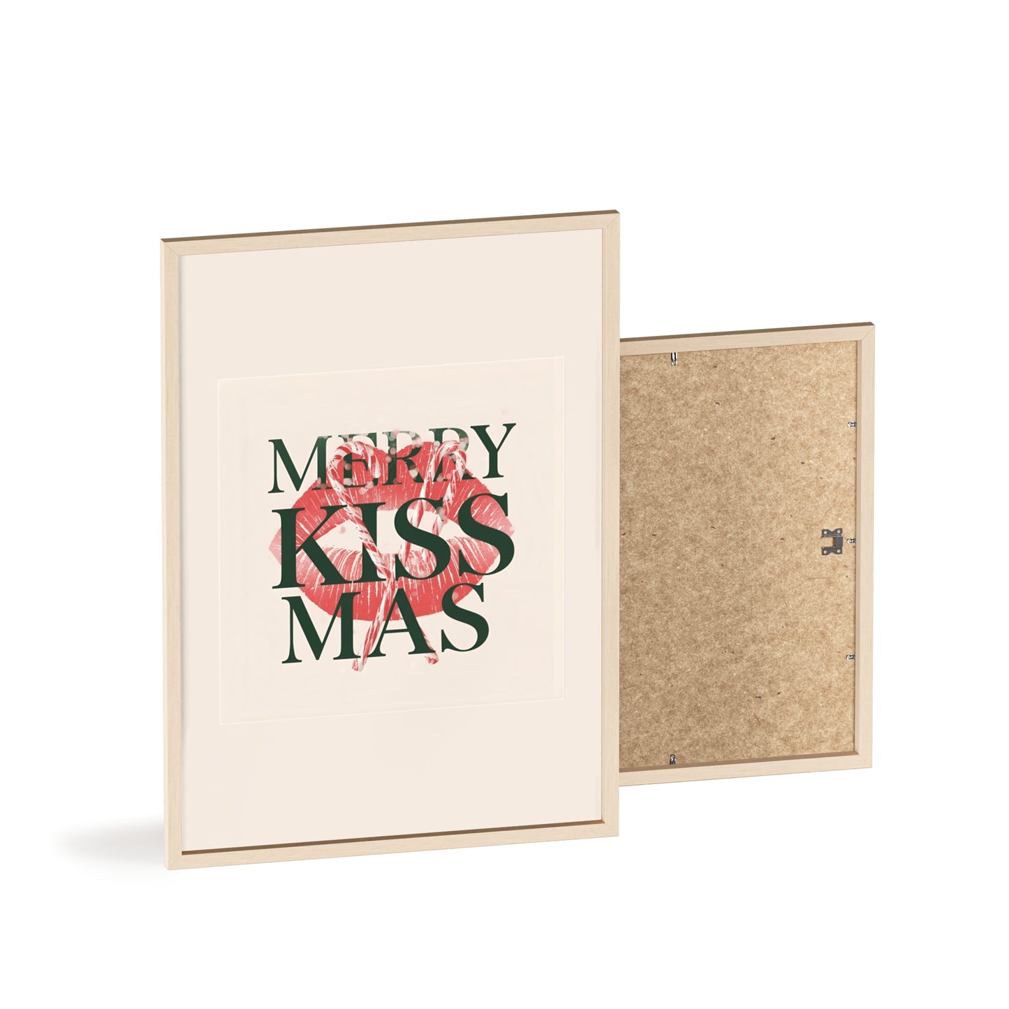 Wandposter mit Holzrahmen - Merry Kiss-Mas