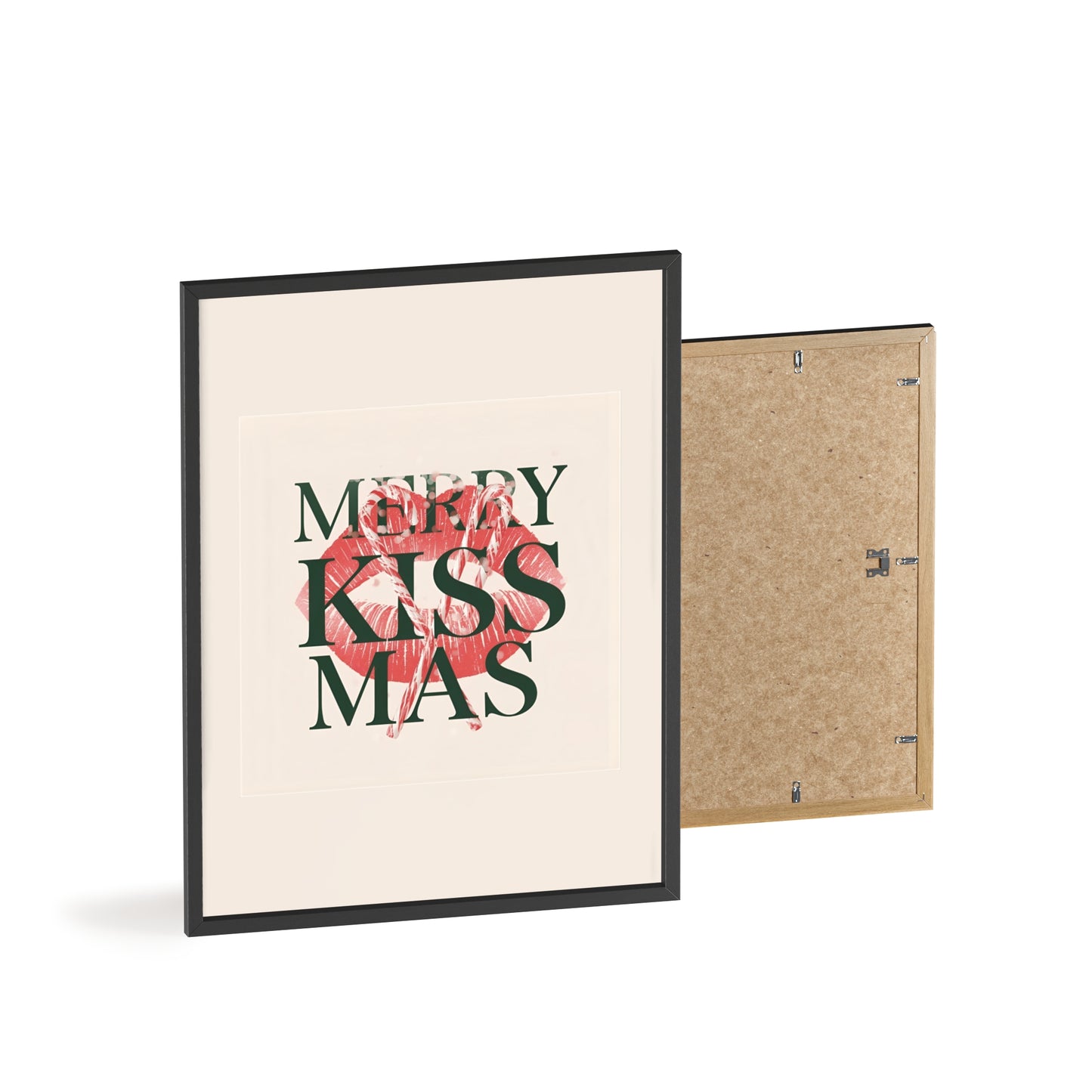 Wandposter mit Holzrahmen - Merry Kiss-Mas