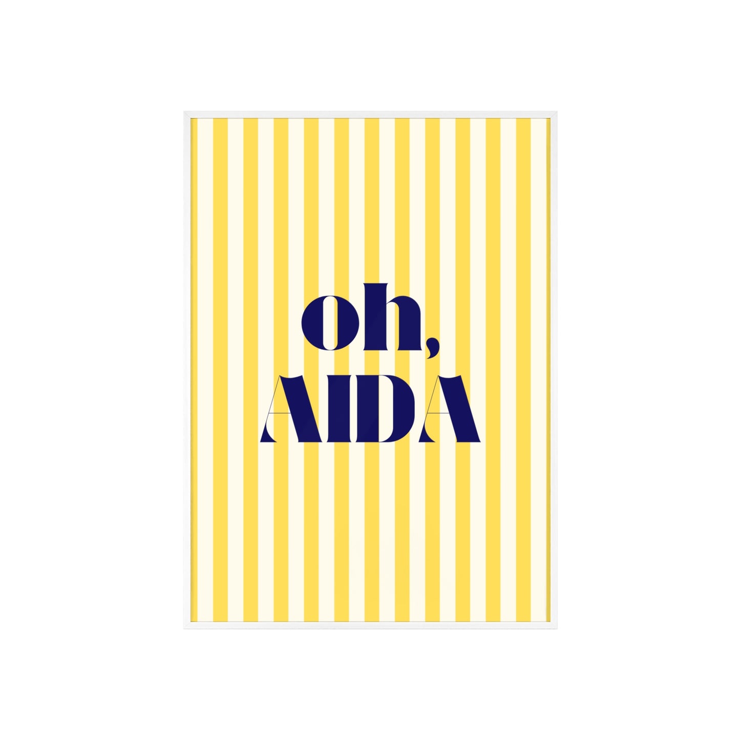 Poster with Wooden Frame - OH AIDA Yellow White Stripes