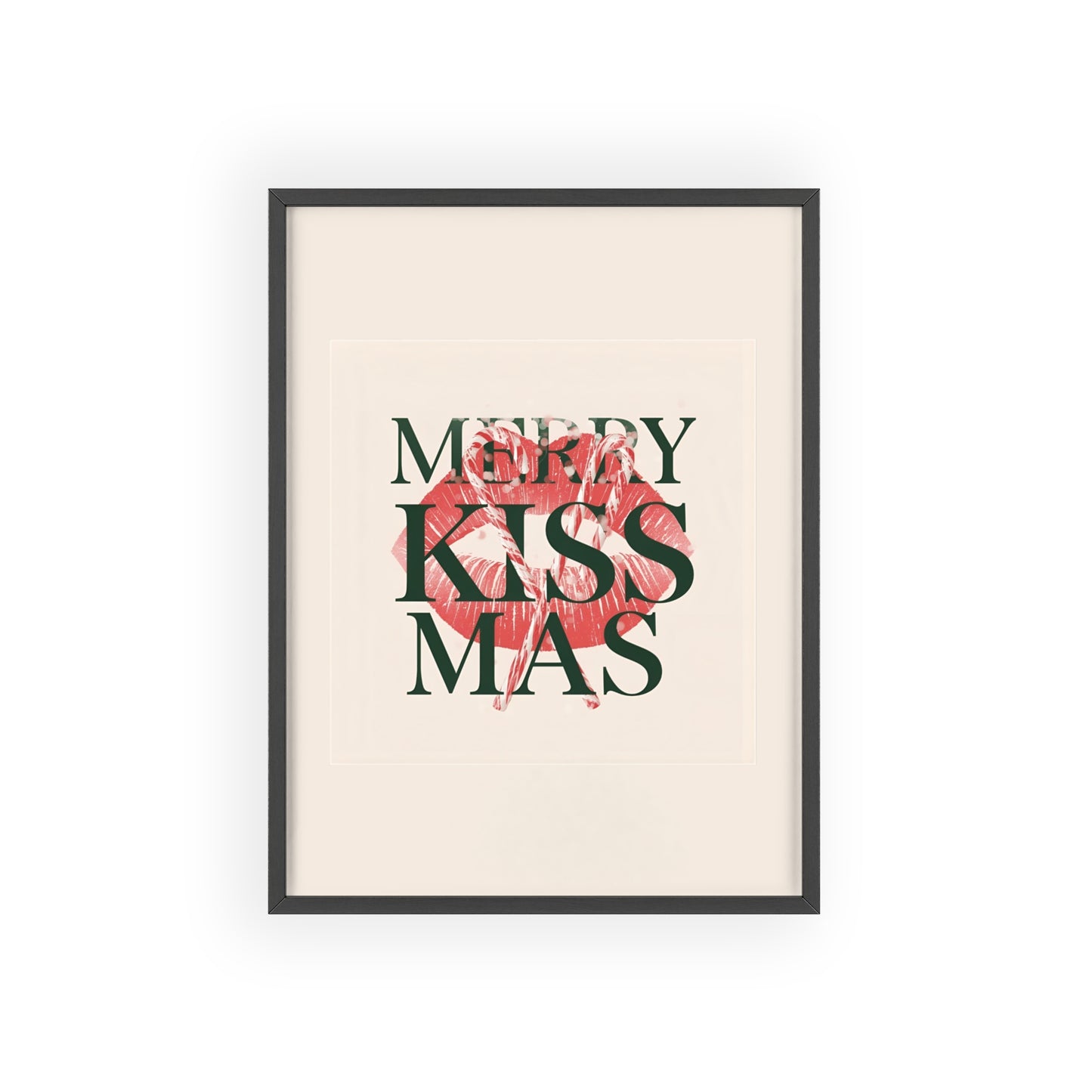 Wandposter mit Holzrahmen - Merry Kiss-Mas