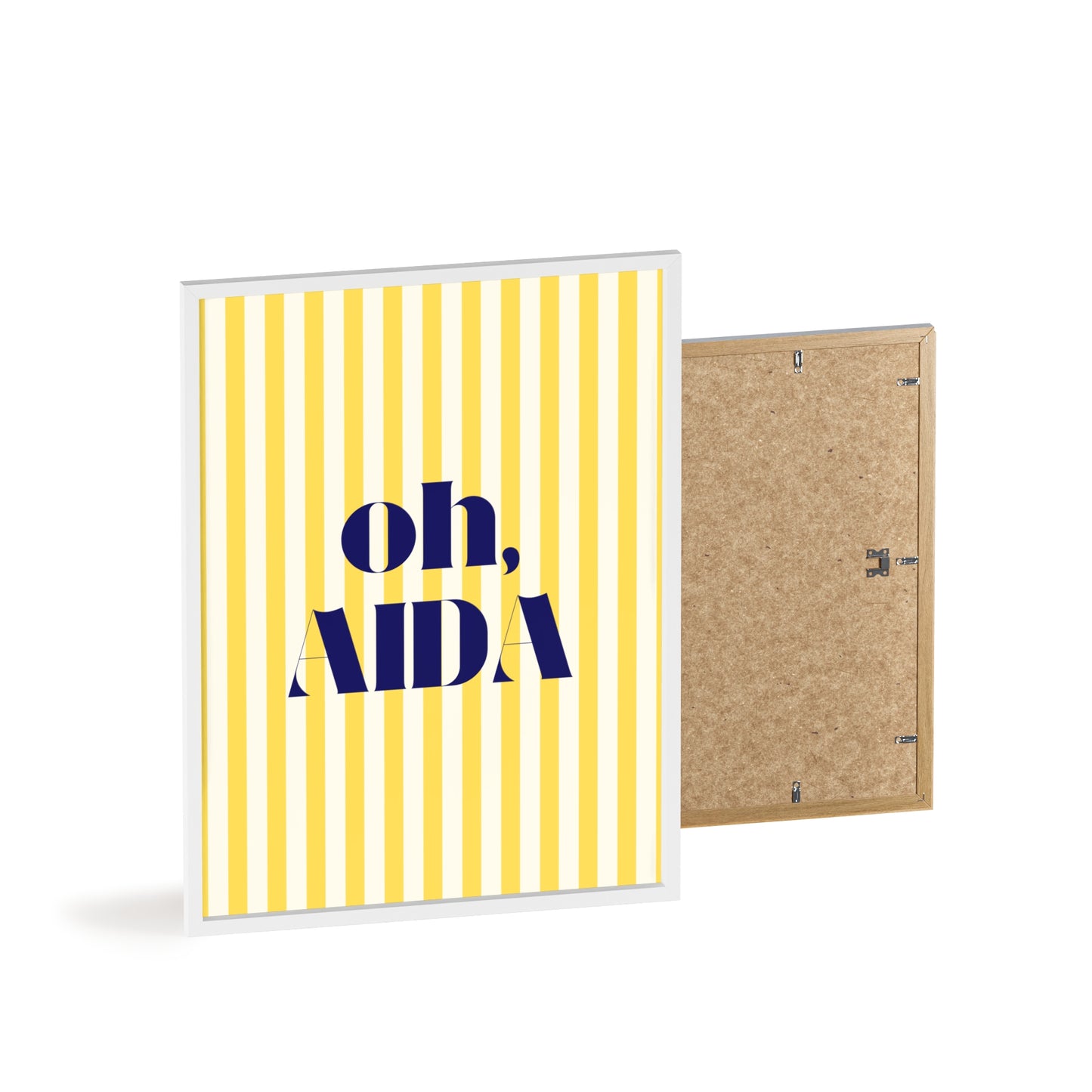 Poster with Wooden Frame - OH AIDA Yellow White Stripes