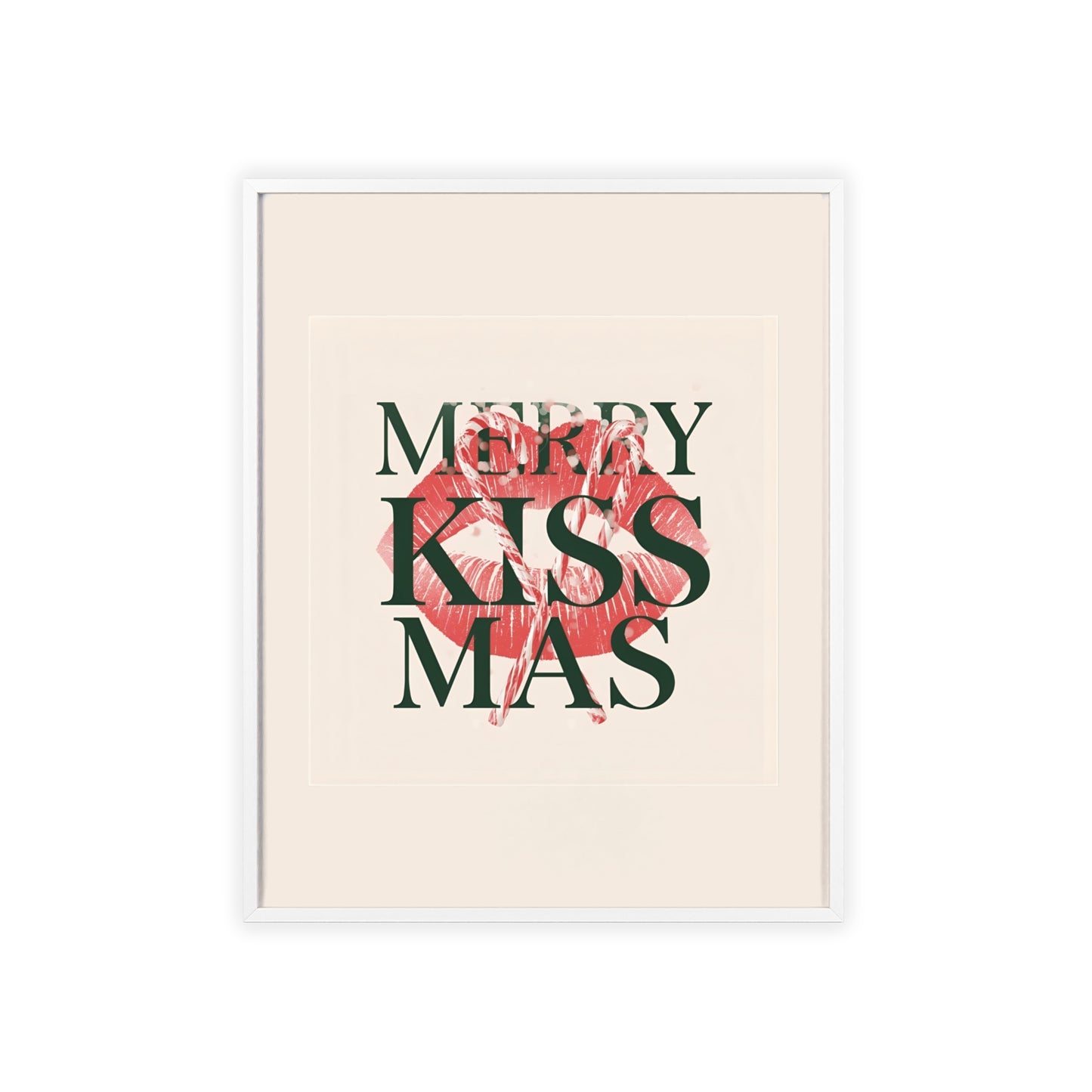 Wandposter mit Holzrahmen - Merry Kiss-Mas