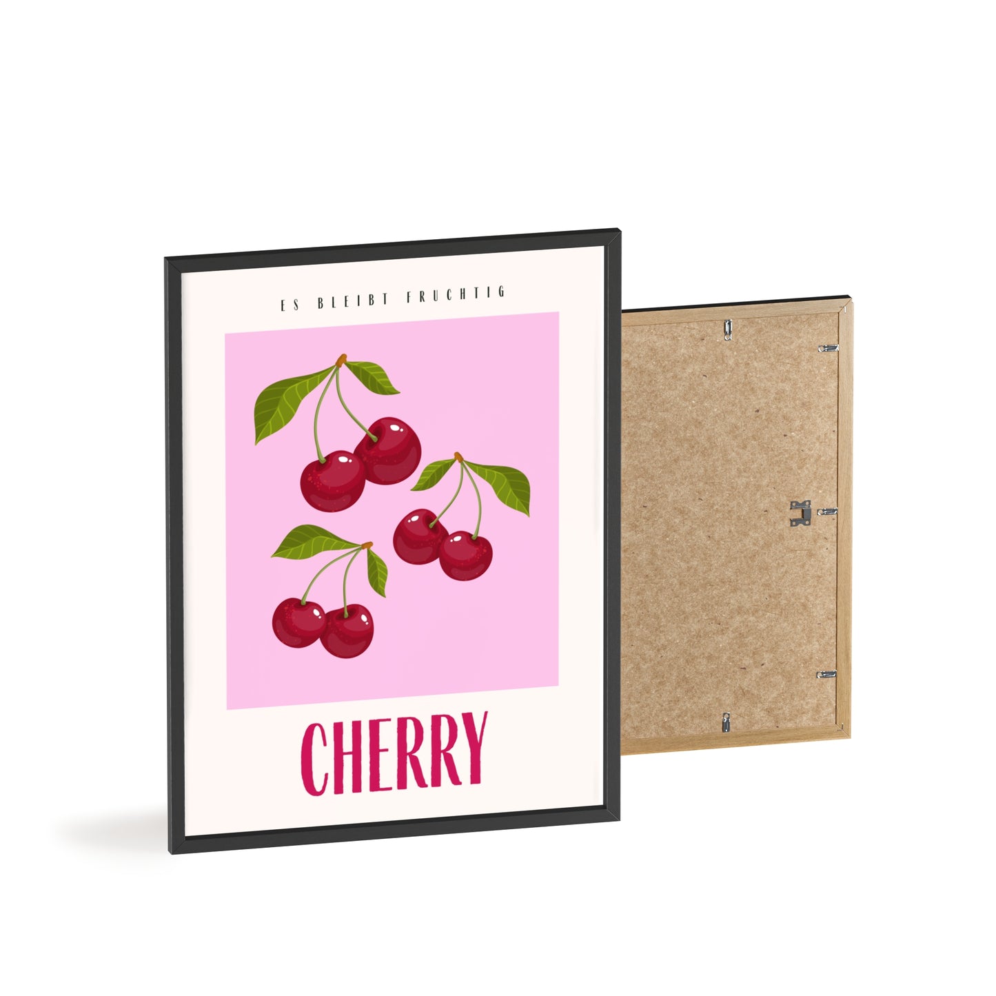 Wandposter mit Holzrahmen - Cherry Pink
