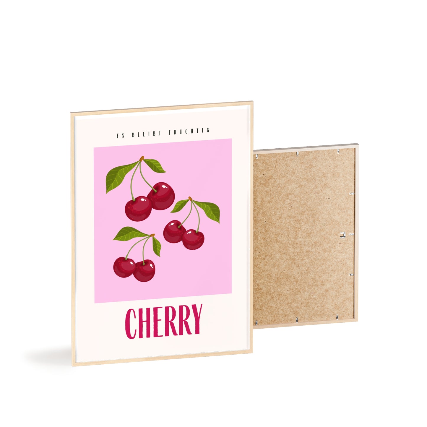 Wandposter mit Holzrahmen - Cherry Pink