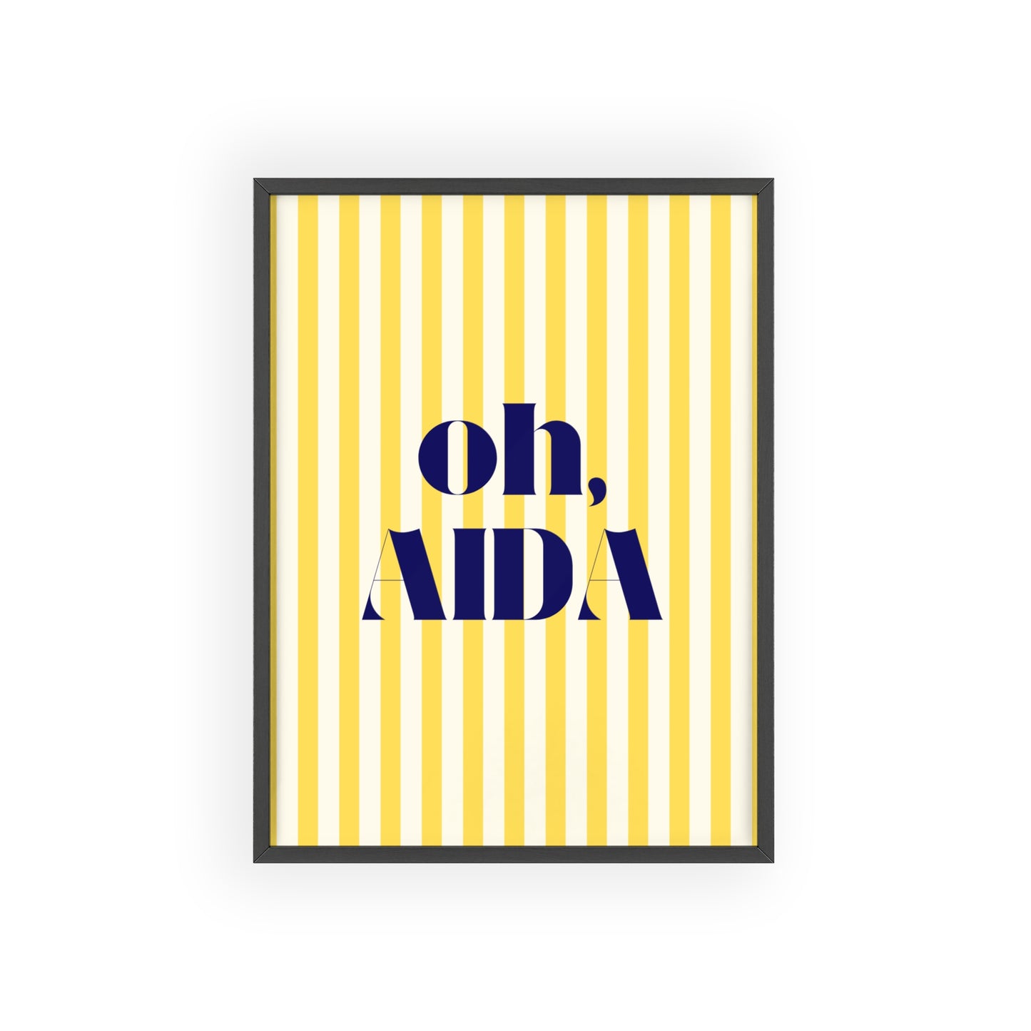 Poster with Wooden Frame - OH AIDA Yellow White Stripes